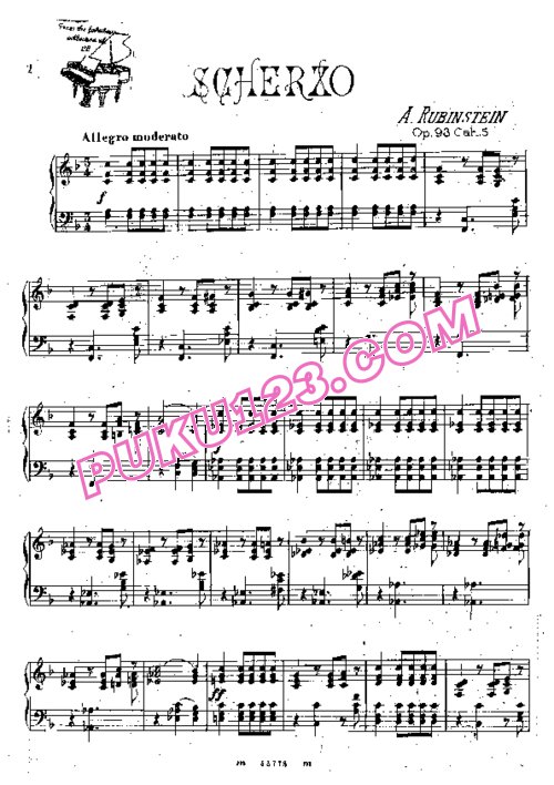 天天钢琴网-免费下载Rubinstein - Scherzo in F Major from Miscellenies Op.93 Book.5