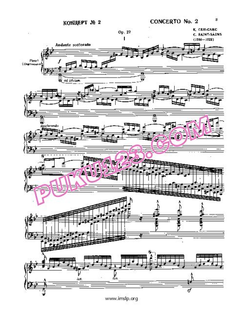 天天钢琴网-免费下载Saint-Saens - Piano Concerto No.2 Op.22 - 2 Pianos 双钢琴版