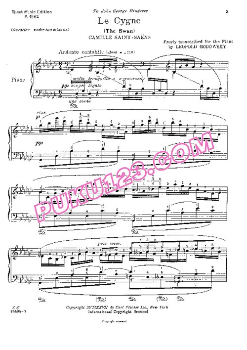 天天钢琴网-免费下载Saint-Saens - Godowsky - Le Cygne 戈多夫斯基改变钢琴独奏版《天鹅》