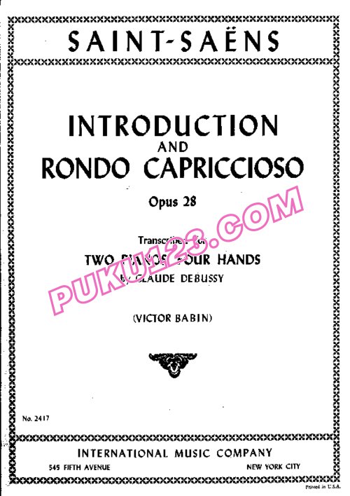 天天钢琴网-免费下载Saint-Saens - Debussy - Introduction et Rondo Capriccioso Op.28 - 2 Pianos 德彪西改编双钢琴版
