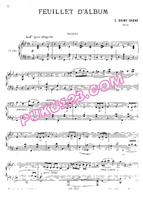 天天钢琴网-免费下载Saint-Saens - Feuillet d Album Op.81 - 4 hands