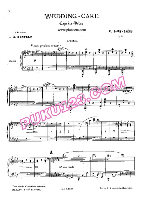 天天钢琴网-免费下载Saint-Saens - Benfeld - Caprice Valse, Wedding Cake Op.76 - 4 Hands 班费尔德改编钢琴四手联弹版