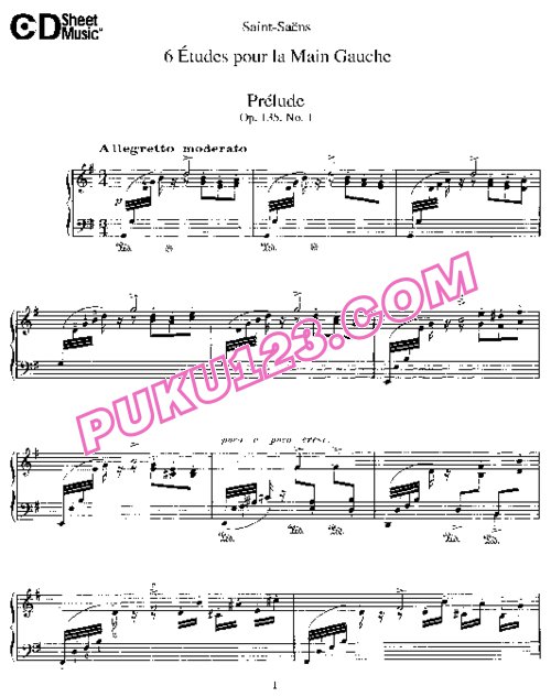 天天钢琴网-免费下载Saint-Saens - Six Etudes for the left hand Op.135