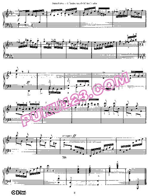 天天钢琴网-免费下载Saint-Saens - Six Etudes for the left hand Op.135