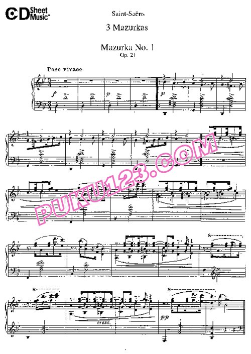 天天钢琴网-免费下载Saint-Saens - Mazurka in g Minor Op.21