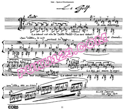 天天钢琴网-免费下载Eric Satie - Sports et Divertissiments