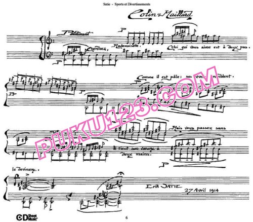 天天钢琴网-免费下载Eric Satie - Sports et Divertissiments