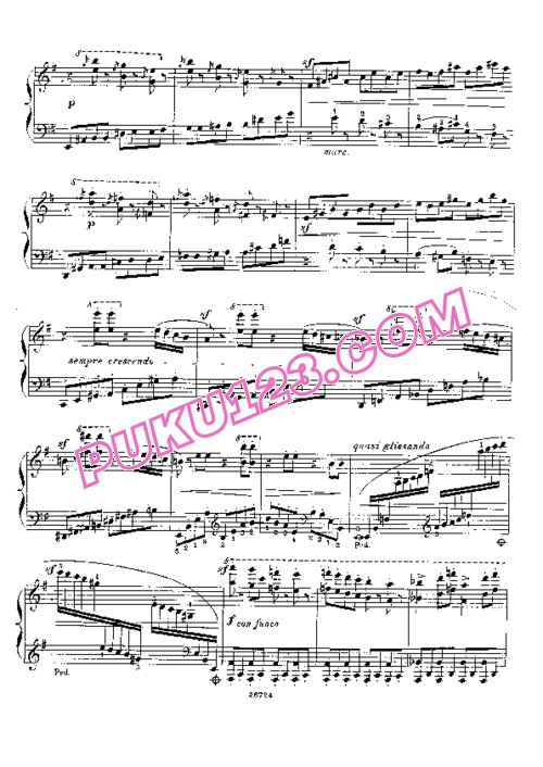 天天钢琴网-免费下载Sauer - Etudes de Concert No.7, Flammes De Mer