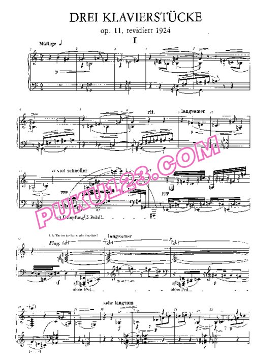 天天钢琴网-免费下载Schoenberg - Drei Klavierstucke Op.11