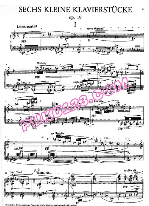 天天钢琴网-免费下载Schoenberg - Six Little Pieces for piano Op.19
