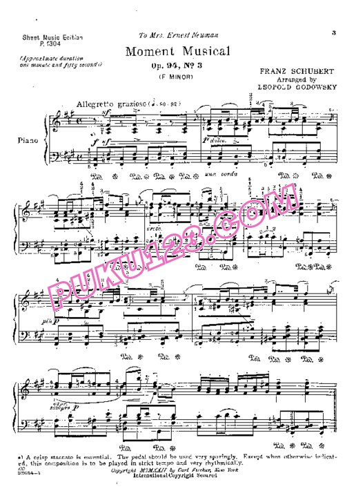天天钢琴网-免费下载Schubert.-.Godowsky.-.Moment-Musicau-(op.94-3) 戈多夫斯基改编第3首“f小调”