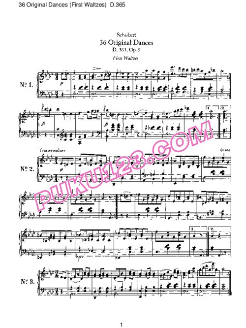 天天钢琴网-免费下载Schubert - 36 Original Dances (First Waltzes) D.365