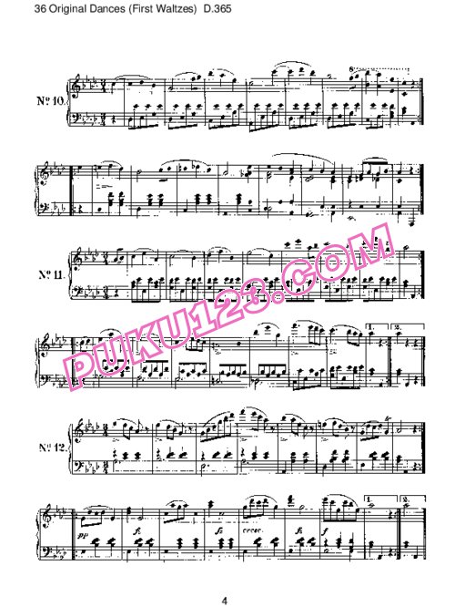 天天钢琴网-免费下载Schubert - 36 Original Dances (First Waltzes) D.365