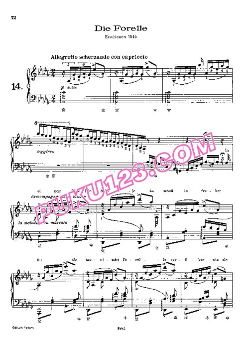 天天钢琴网-免费下载Liszt - Transcription - Schubert - Song 14 - Die Forelle 李斯特改编钢琴独奏版