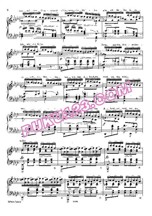 天天钢琴网-免费下载Liszt - Transcription - Schubert - Song 02 - Auf dem Wasser zu Singen 李斯特改编钢琴独奏版