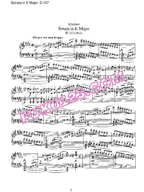 天天钢琴网-免费下载Schubert - Piano Sonata No.1 in E Major D.157 (Fragment)