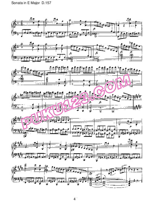 天天钢琴网-免费下载Schubert - Piano Sonata No.1 in E Major D.157 (Fragment)