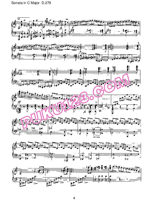天天钢琴网-免费下载Schubert - Piano Sonata No.2 in C Major D.279 (unfinished)