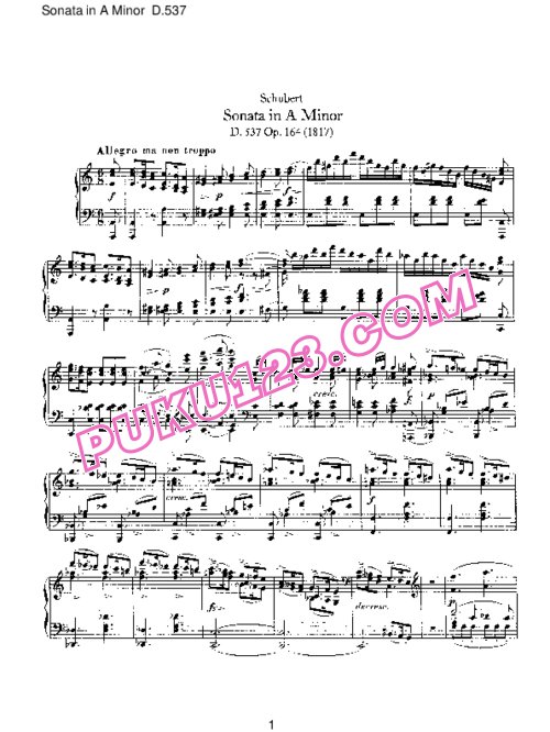 天天钢琴网-免费下载Schubert - Piano Sonata No.4 in a Minor D.537