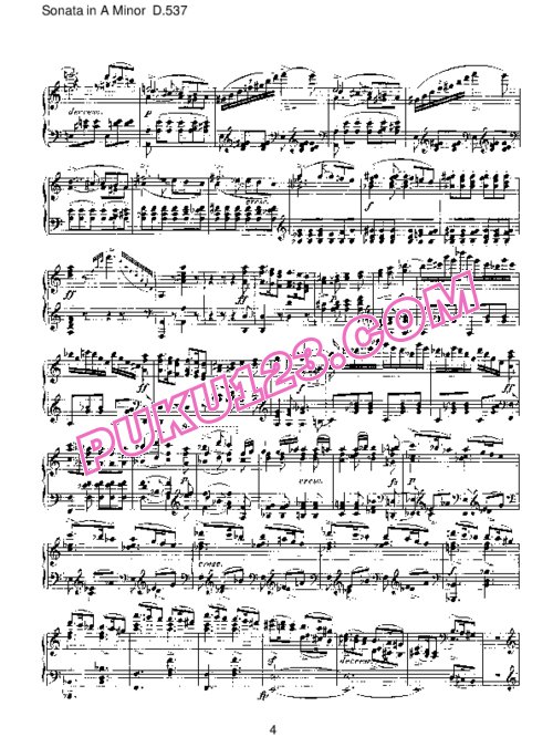 天天钢琴网-免费下载Schubert - Piano Sonata No.4 in a Minor D.537