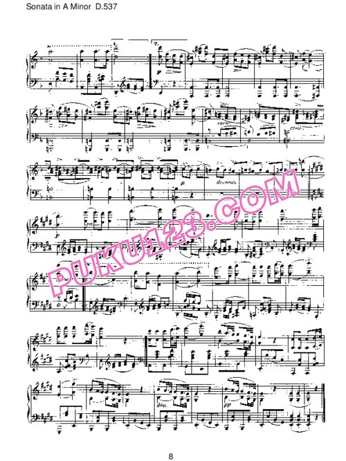 天天钢琴网-免费下载Schubert - Piano Sonata No.4 in a Minor D.537