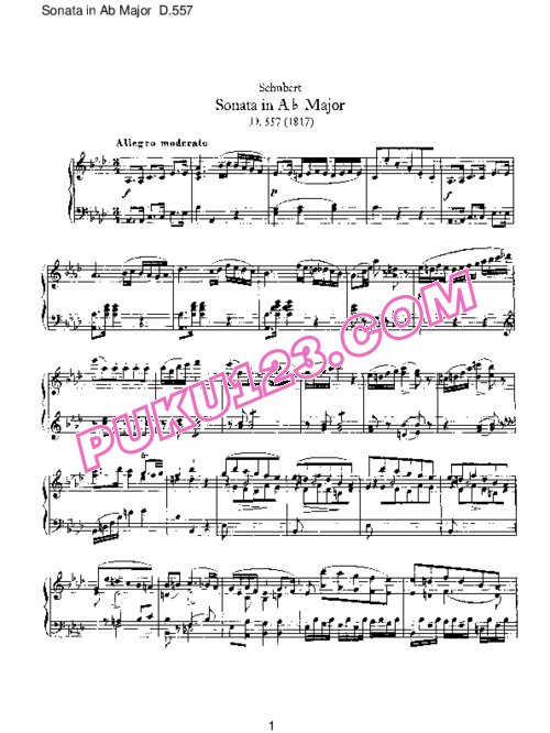 天天钢琴网-免费下载Schubert - Piano Sonata No.5 in Ab Major D.557