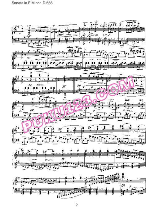 天天钢琴网-免费下载Schubert - Piano Sonata No.6 in e Minor D.566
