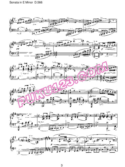天天钢琴网-免费下载Schubert - Piano Sonata No.6 in e Minor D.566