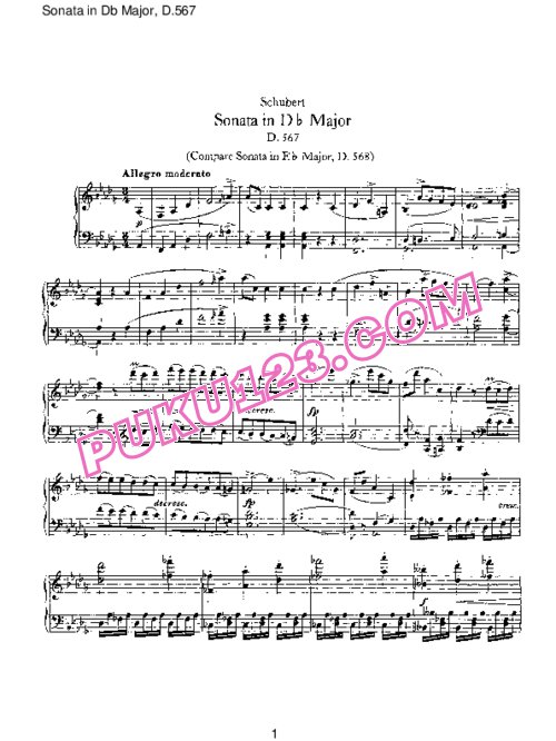 天天钢琴网-免费下载Schubert - Piano Sonata No.7 in Db Major D.567