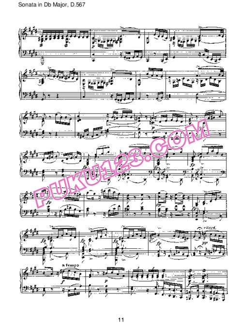 天天钢琴网-免费下载Schubert - Piano Sonata No.7 in Db Major D.567
