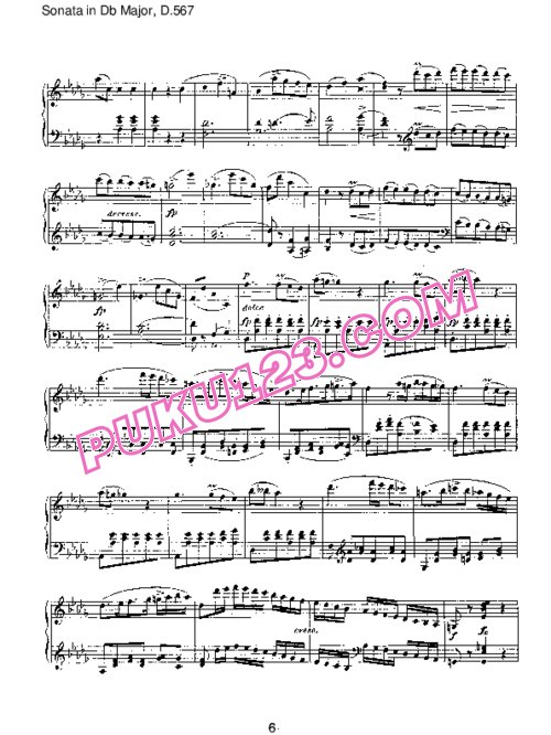 天天钢琴网-免费下载Schubert - Piano Sonata No.7 in Db Major D.567