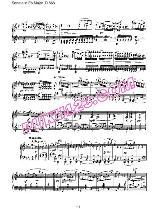 天天钢琴网-免费下载Schubert - Piano Sonata No.7 in Eb Major D.568