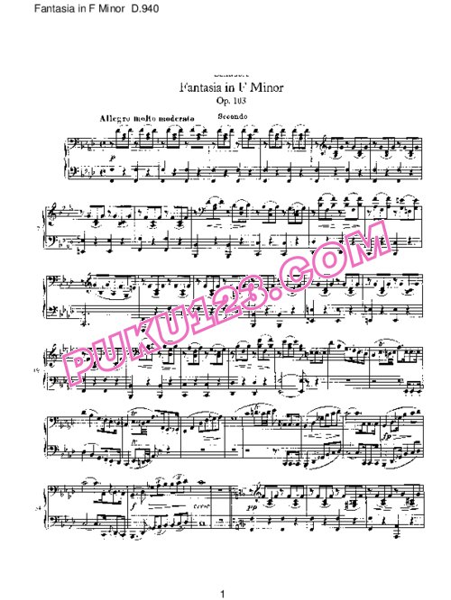 天天钢琴网-免费下载Schubert - Fantasia in f Minor D.940 - 4 Hands
