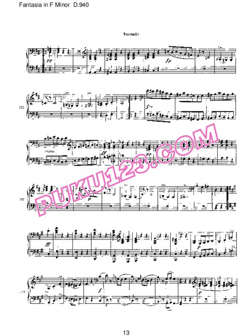 天天钢琴网-免费下载Schubert - Fantasia in f Minor D.940 - 4 Hands
