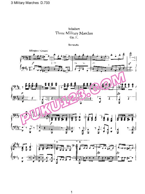 天天钢琴网-免费下载Schubert - 3 Military Marches D.733 - 4 Hands