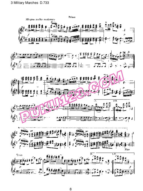 天天钢琴网-免费下载Schubert - 3 Military Marches D.733 - 4 Hands