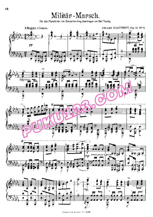 天天钢琴网-免费下载Schubert - Tausig - Military March No.1 陶西格改编第1首钢琴独奏版