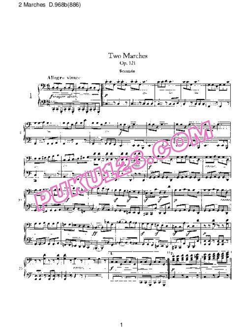 天天钢琴网-免费下载Schubert - 2 Marches Caractéristiques D.968b (886)