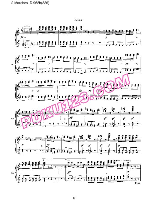 天天钢琴网-免费下载Schubert - 2 Marches Caractéristiques D.968b (886)