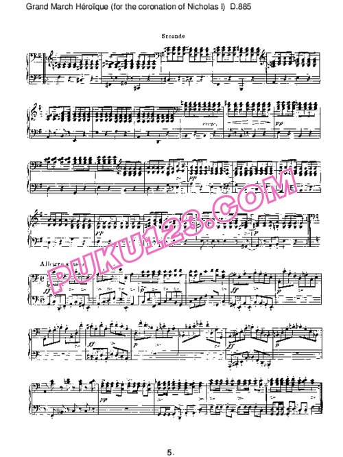 天天钢琴网-免费下载Schubert - Grand March Heroique, Coronation Nicholas I D.885 - 4 Hands