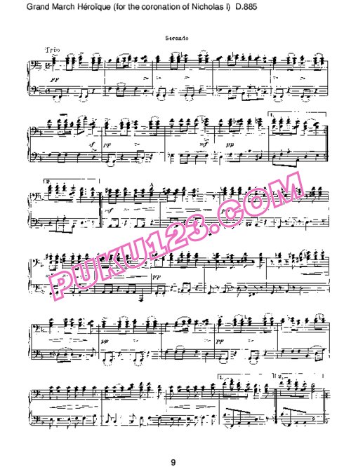天天钢琴网-免费下载Schubert - Grand March Heroique, Coronation Nicholas I D.885 - 4 Hands