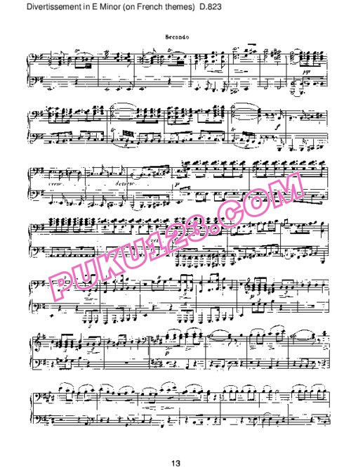 天天钢琴网-免费下载Schubert - Divertissement in e Minor on French Themes D.823 - 4 Hands