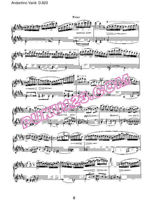 天天钢琴网-免费下载Schubert - Divertissement in e Minor on French Themes D.823 - 4 Hands
