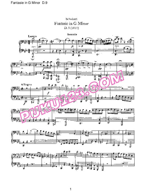 天天钢琴网-免费下载Schubert - Fantasie in g Minor D.9 四手联弹