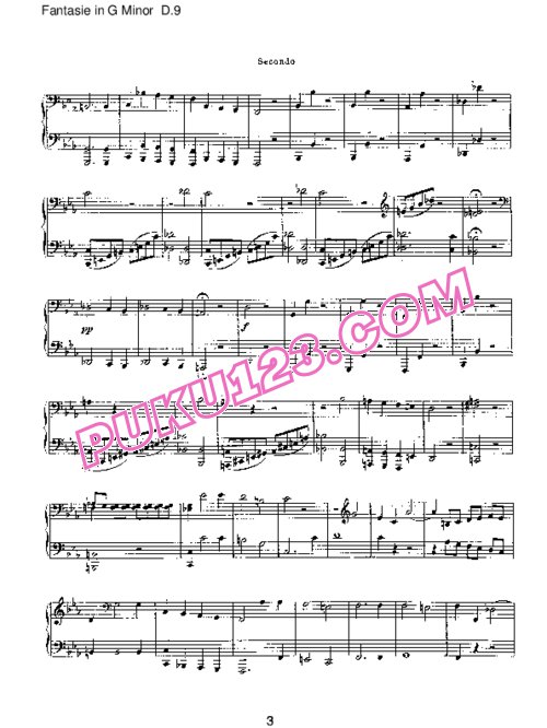 天天钢琴网-免费下载Schubert - Fantasie in g Minor D.9 四手联弹