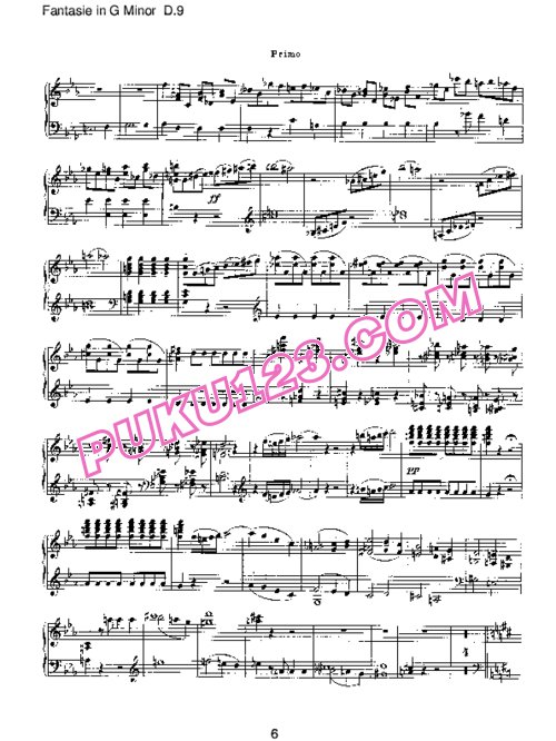 天天钢琴网-免费下载Schubert - Fantasie in g Minor D.9 四手联弹