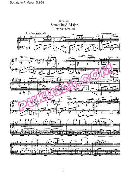 天天钢琴网-免费下载Schubert - Piano Sonata No.13 in A Major D.664