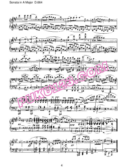 天天钢琴网-免费下载Schubert - Piano Sonata No.13 in A Major D.664
