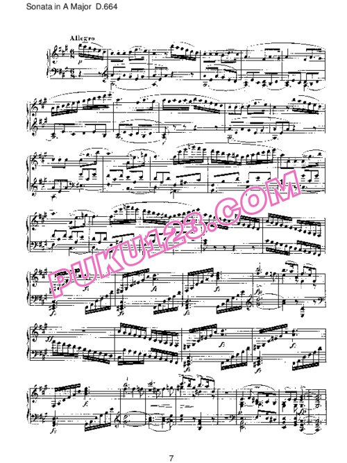 天天钢琴网-免费下载Schubert - Piano Sonata No.13 in A Major D.664