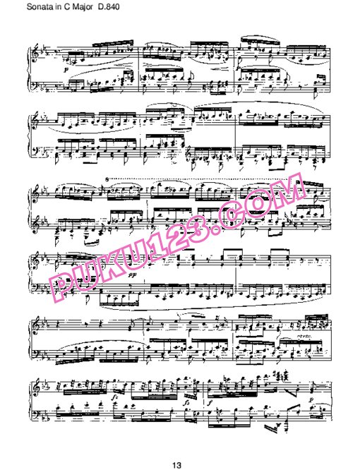 天天钢琴网-免费下载Schubert - Piano Sonata No.15 in C Major, Relique D.840